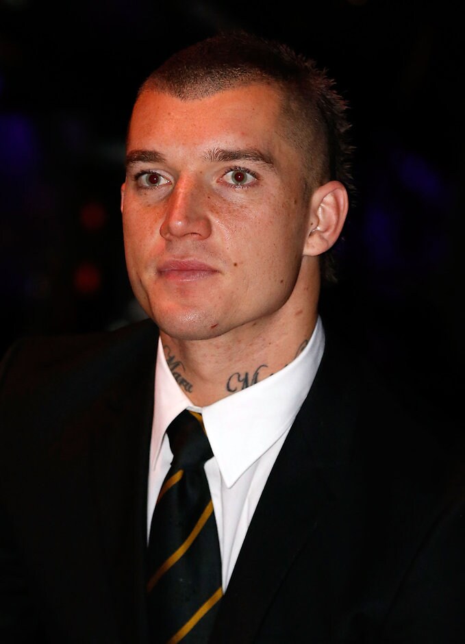 AFL 2016 Media - Virgin Australia AFL All Australian Dinner MELBOURNE, AUSTRALIA - SEPTEMBER 01: Dustin Martin of the Tigers is seen during Virgin Australia AFL All Australian Dinner at the Melbourne Exhibition Centre on September 01, 2016 in Melbourne, Australia. (Photo by Adam Trafford/AFL Media)